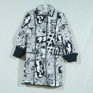 Holt Renfrew Black | White Abstract Print Statement Jacket | Size M